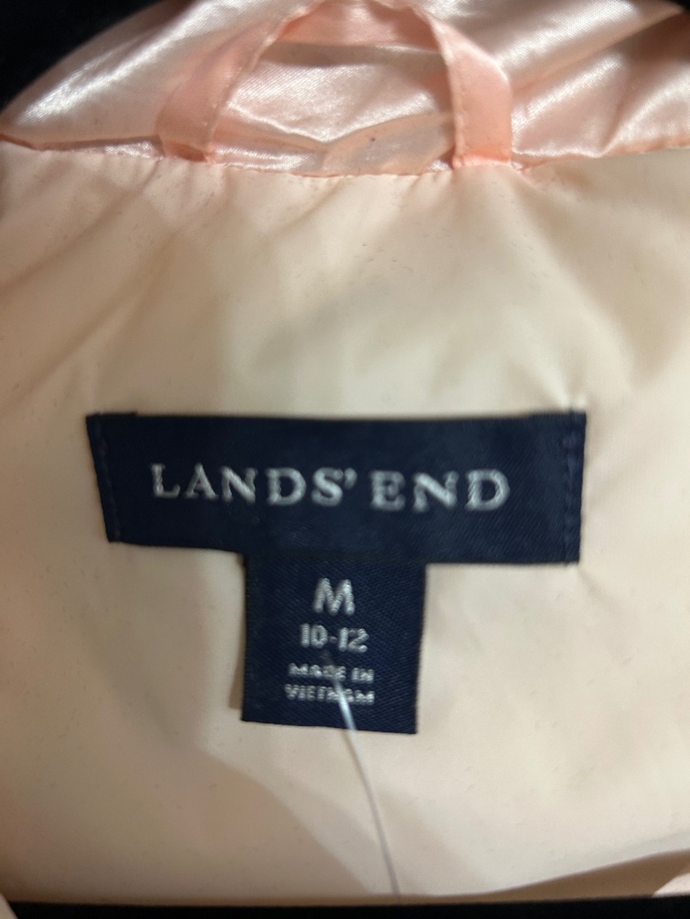 Lands’ End Pink Satin Quilted Puffer Vest Women’s M 10-12